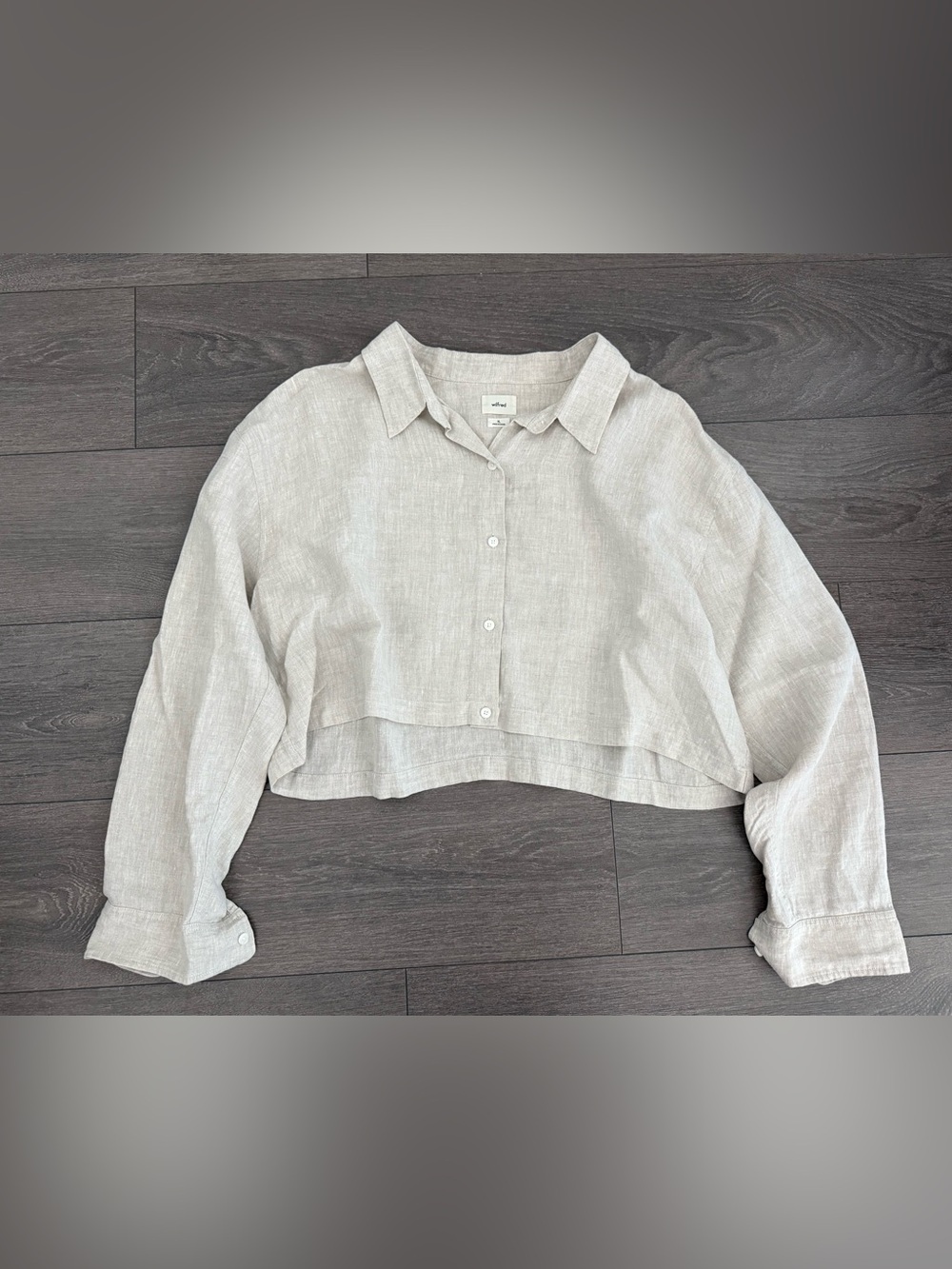 Wilfred Aritzia Linen Cropped Shirt crop top tee blouse extra large tna